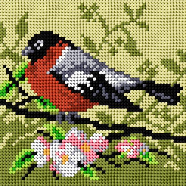 Needlepoint canvas for halfstitch without yarn On a Branch of Apple Tree 2049D - Printed Tapestry Canvas - Wizardi