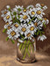 Needlepoint canvas for halfstitch without yarn Ox-eye Daisies in a Glass Vase 2896F - Printed Tapestry Canvas - Wizardi