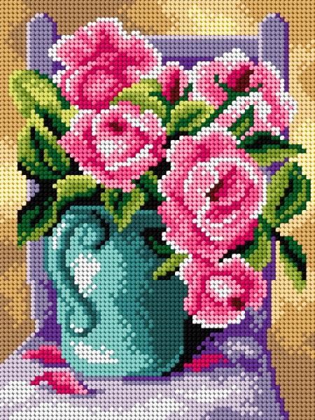 Needlepoint canvas for halfstitch without yarn Still Life with Roses 2893F - Printed Tapestry Canvas - Wizardi