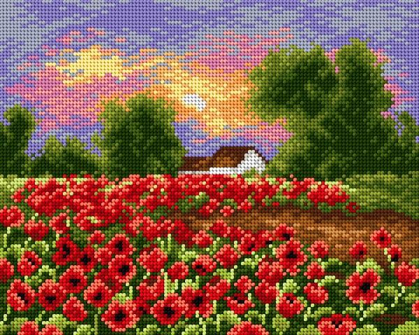 Needlepoint canvas for halfstitch without yarn Summer Meadow 2182H - Printed Tapestry Canvas - Wizardi