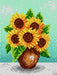 Needlepoint canvas for halfstitch without yarn Sunflowers in a Brown Vase 1940F - Printed Tapestry Canvas - Wizardi