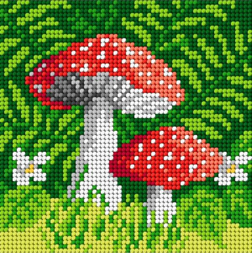 Needlepoint canvas for halfstitch without yarn Toadstools 1837D - Printed Tapestry Canvas - Wizardi