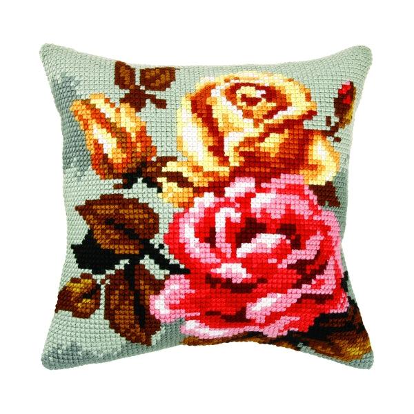 Needlepoint Cushion Kit  "Roses on the grey background" 9357 - Wizardi