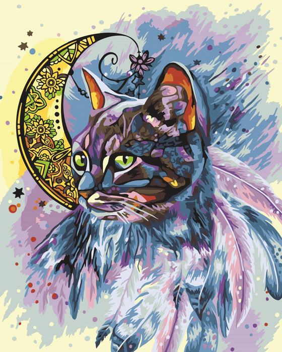 Painting by Numbers kit Crafting Spark Celebration Moon Cat R026 19.69 x 15.75 in - Wizardi