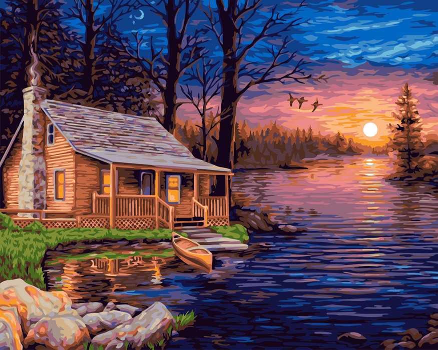 Painting by Numbers kit Crafting Spark Fisherman's House A096 19.69 x 15.75 in - Wizardi