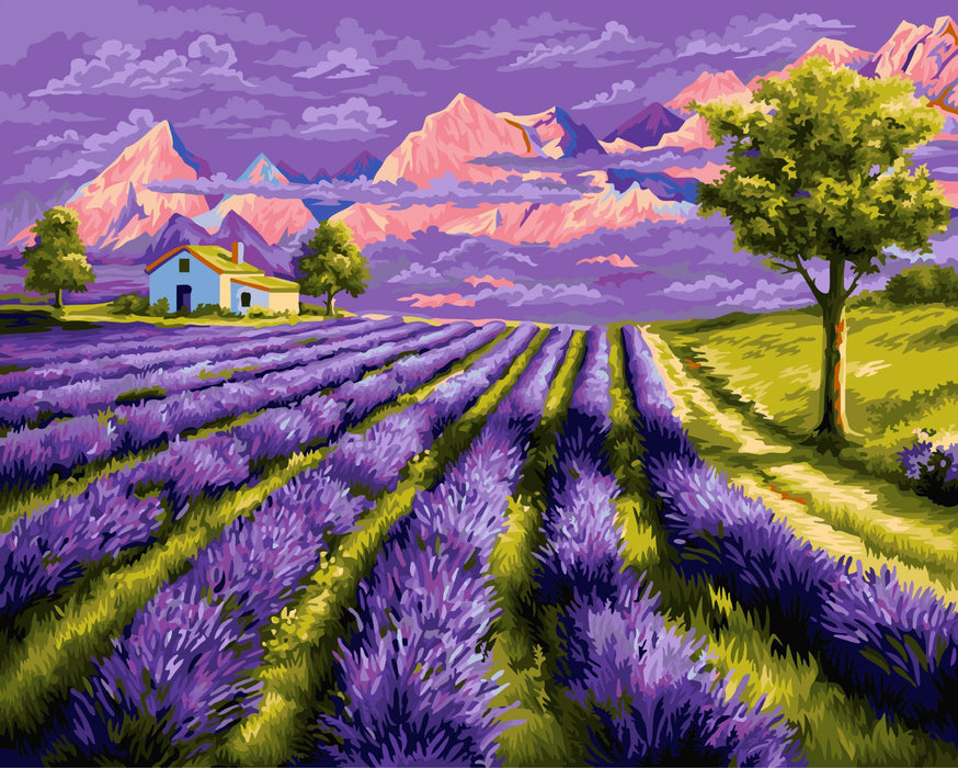 Painting by Numbers kit Crafting Spark Lavender Fields A080 19.69 x 15.75 in - Wizardi