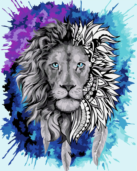 Painting by Numbers kit Crafting Spark Lion R024 19.69 x 15.75 in - Wizardi