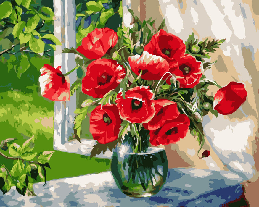 Painting by Numbers kit Crafting Spark Poppy Bouquet B025 19.69 x 15.75 in - Wizardi