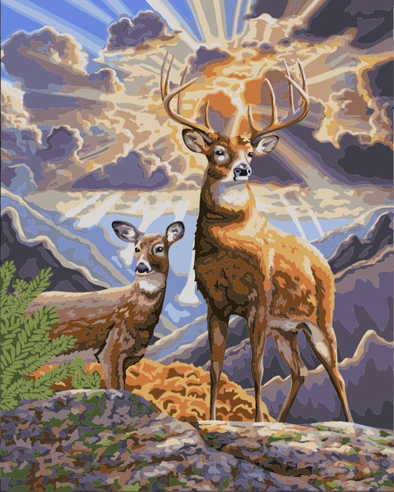 Painting by Numbers kit Crafting Spark Winter Deers H062 19.69 x 15.75 in - Wizardi