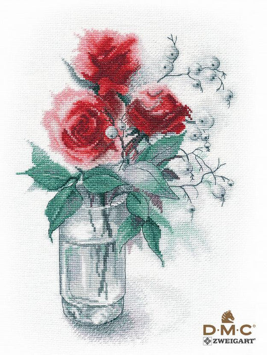 Roses and snowdrift 1353 Counted Cross Stitch Kit - Wizardi