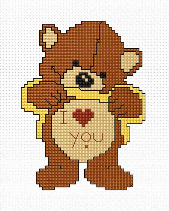 Teddy Bear B086L Counted Cross-Stitch Kit - Wizardi