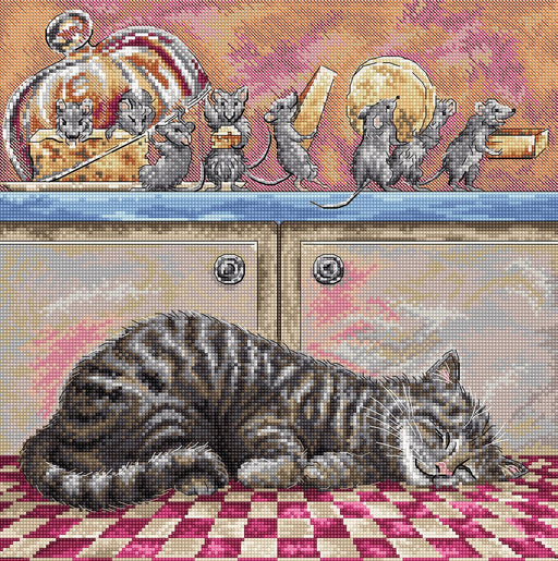 When the Cat Sleeps L8072 Counted Cross Stitch Kit - Wizardi