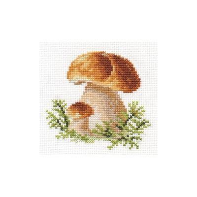 White Mushrooms 0-144 Cross-stitch kit - Wizardi